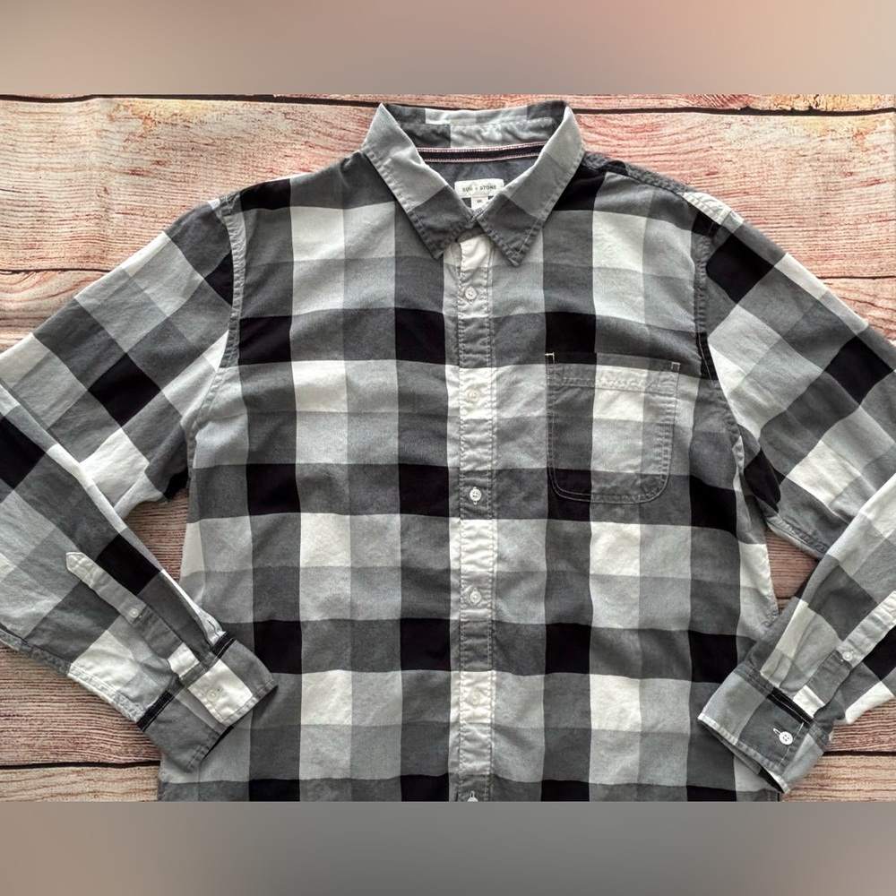 Sun + Stone • Men's Burke Regular-Fit Plaid Button-Down Shirt - Size XXL - Picture 6 of 16
